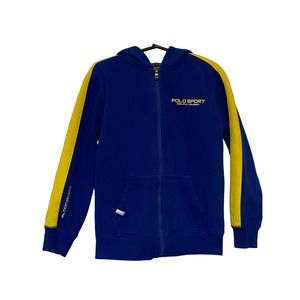 Ralph Lauren Polo Sport Boys Blue and Yellow Hooded Sweatshirt Full Zip Size 6